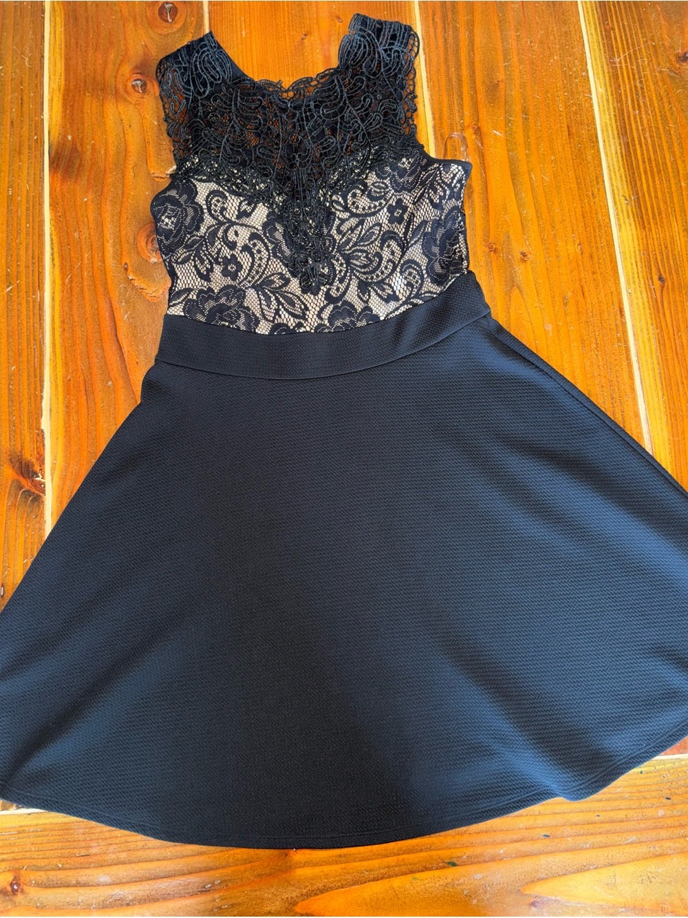 Trixxi Black Lace Fit-and-Flare Dress